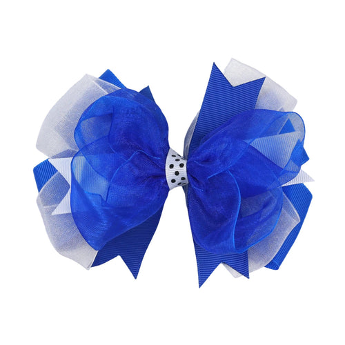 Americana Tulle Bow Hair Clip in Red, White & Blue - Blue