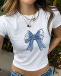 Coquette Bow Graphic Baby Tee - White
