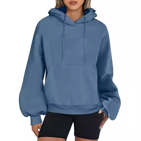 Oversized Drawstring Hoodie With Kangaroo Pocket - Navy