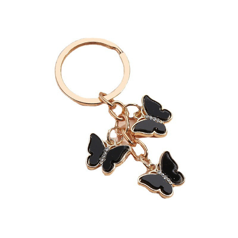Rhinestone Butterfly Charm Bag Keychain
