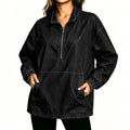 Oversized Denim Quarter Zip Sweatshirt - Black