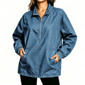 Oversized Denim Quarter Zip Sweatshirt - MBlue