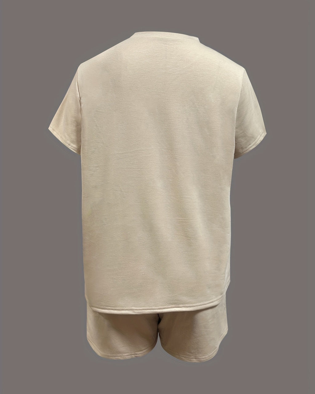 Daisy Print Tee And Shorts Set - Apricot - 1