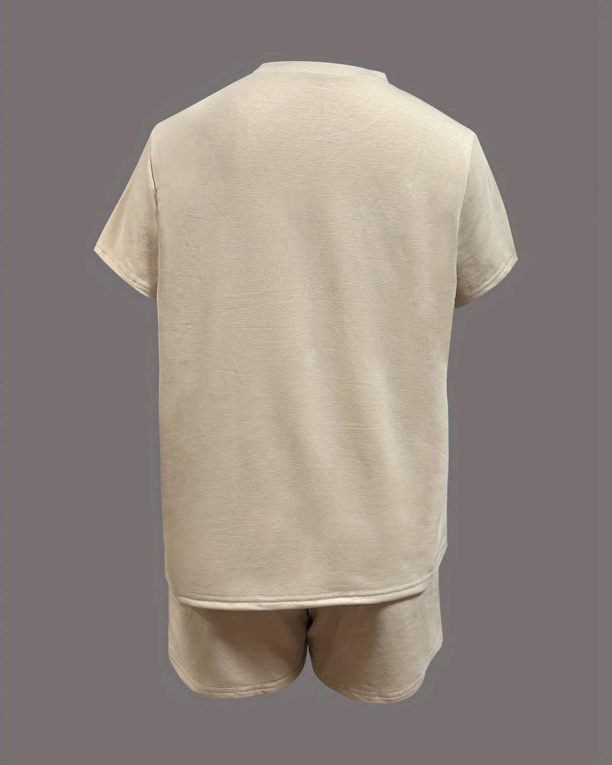 Daisy Print Tee And Shorts Set - Apricot - 1