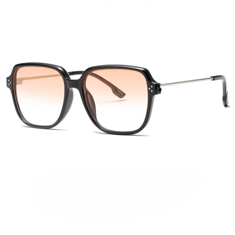 Oversized Square-Frame Slim Metal Temple Sunglasses - Pink