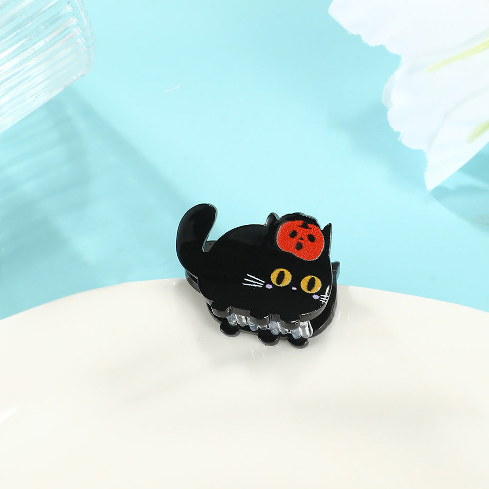 Tiny Halloween Motif Claw Hair Clips - Cat