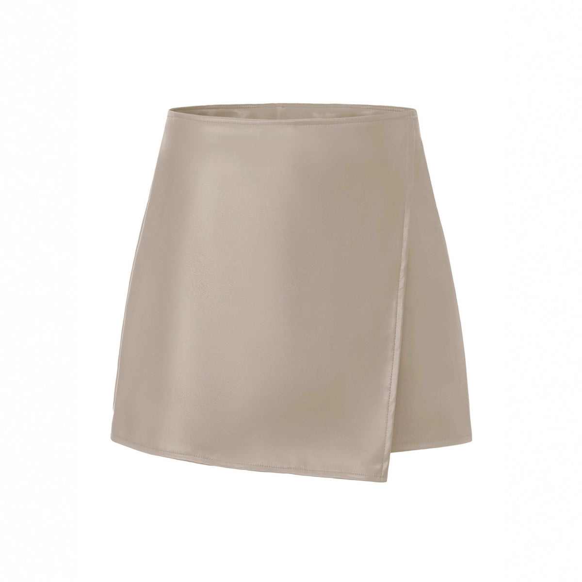 Faux Leather High Waist Wrap Mini Skort