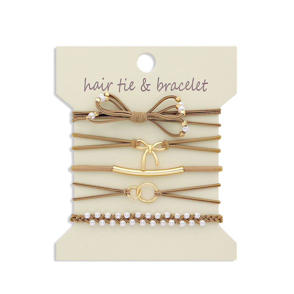 Mixed Charm Elastic Hair Tie Bracelets - Bow