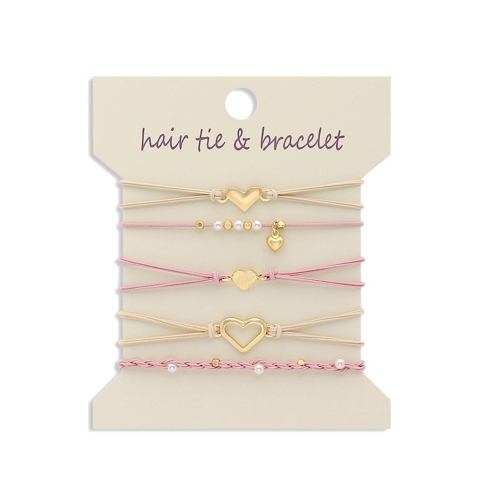 Mixed Charm Elastic Hair Tie Bracelets - Love