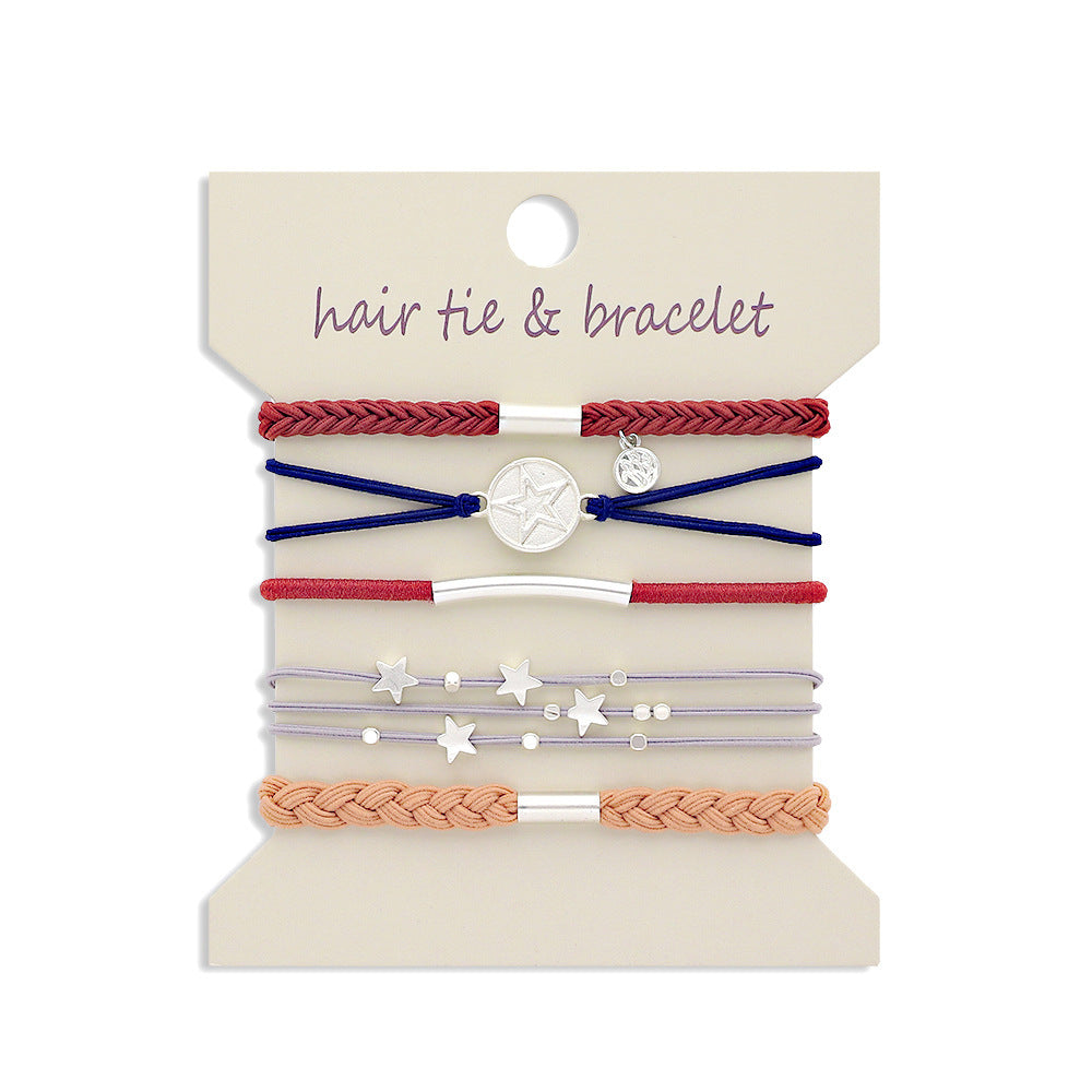 Mixed Charm Elastic Hair Tie Bracelets - Pentagram