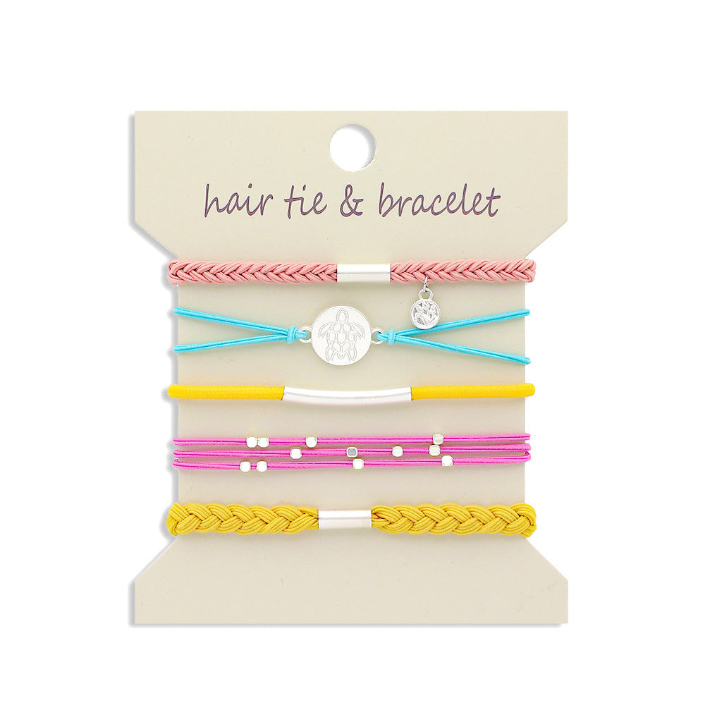Mixed Charm Elastic Hair Tie Bracelets - Turtle