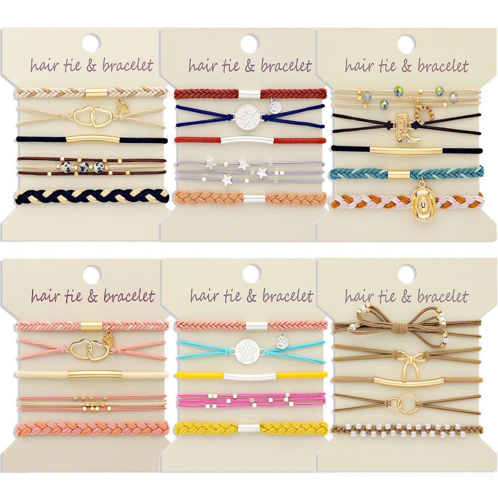 Mixed Charm Elastic Hair Tie Bracelets