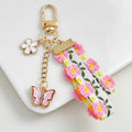 Floral Ribbon Butterfly Charm Keychain - Color_1