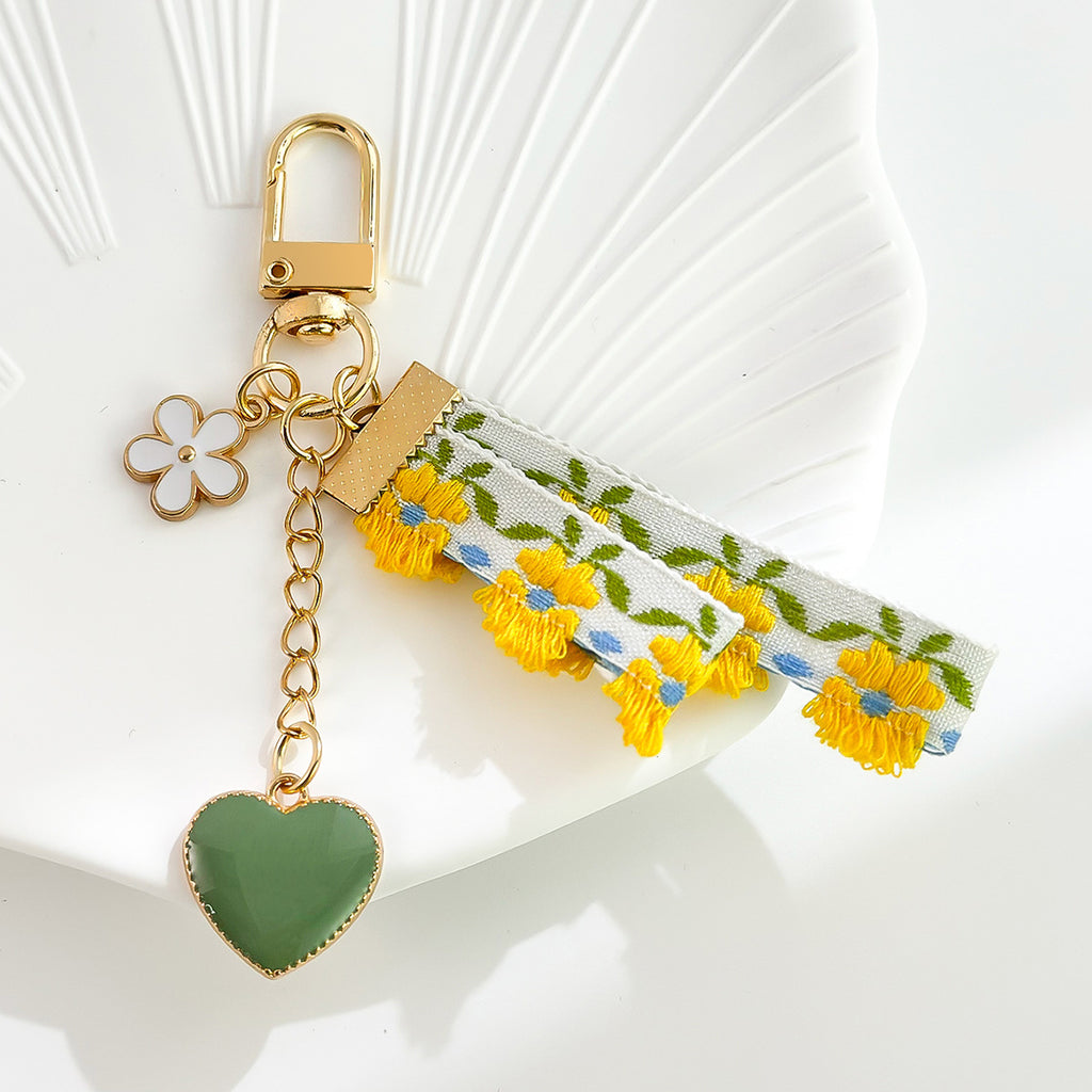 Floral Ribbon Butterfly Charm Keychain - Color_3