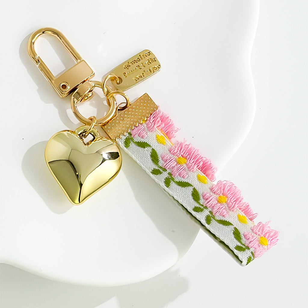 Floral Ribbon Butterfly Charm Keychain - Color_4