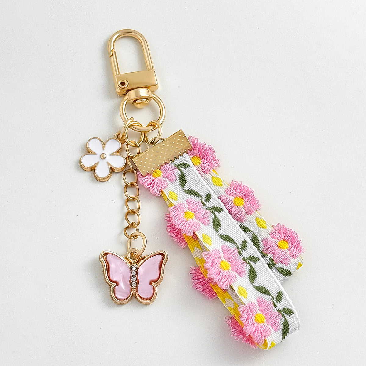 Floral Ribbon Butterfly Charm Keychain - view 1