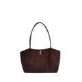 Slouchy Faux Suede Shopper Tote with Zip Pouch - Chocolate