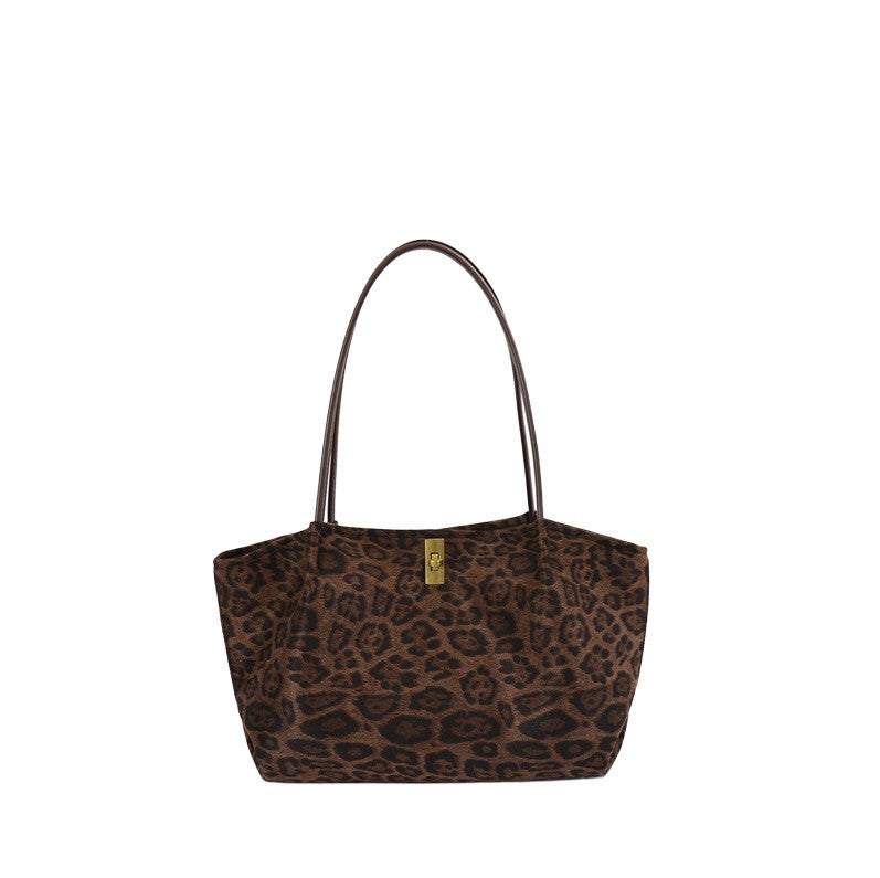 Slouchy Faux Suede Shopper Tote with Zip Pouch - Leopard