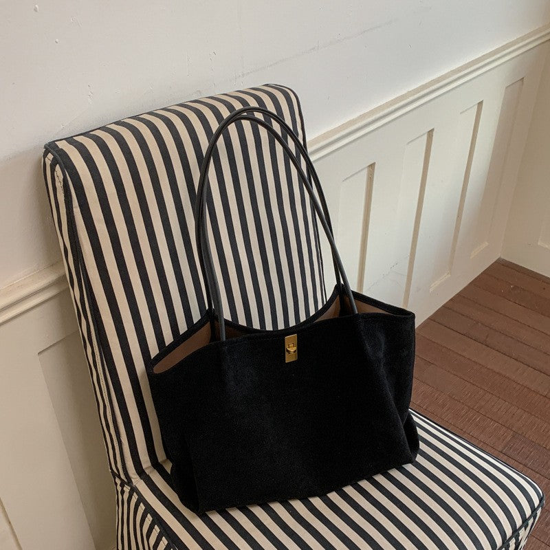 Slouchy Faux Suede Shopper Tote with Zip Pouch