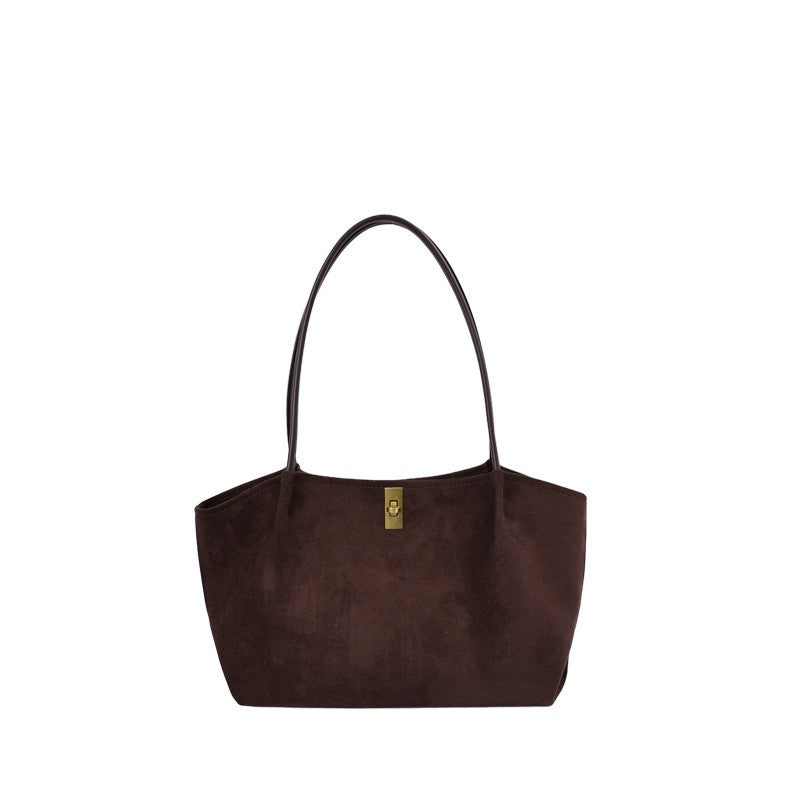 Slouchy Faux Suede Shopper Tote with Zip Pouch
