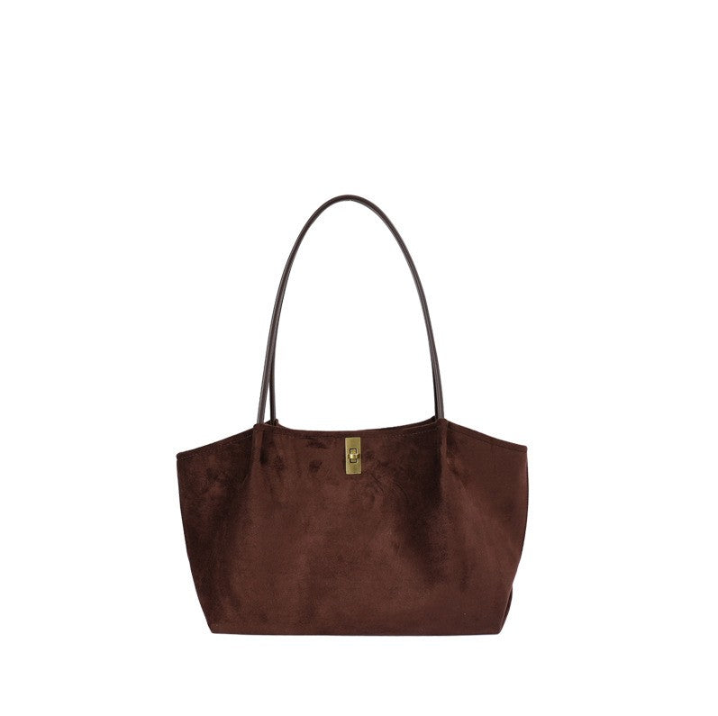 Slouchy Faux Suede Shopper Tote with Zip Pouch