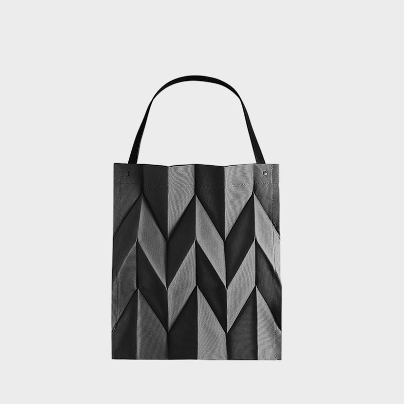 Origami Pleated Foldable Canvas Tote Bag - Grey