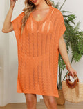 Pointelle Knit Loose Beach Cover Up - Orange