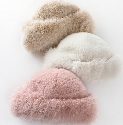 Plush Faux Fur Rolled Brim Hat - Pink - 3