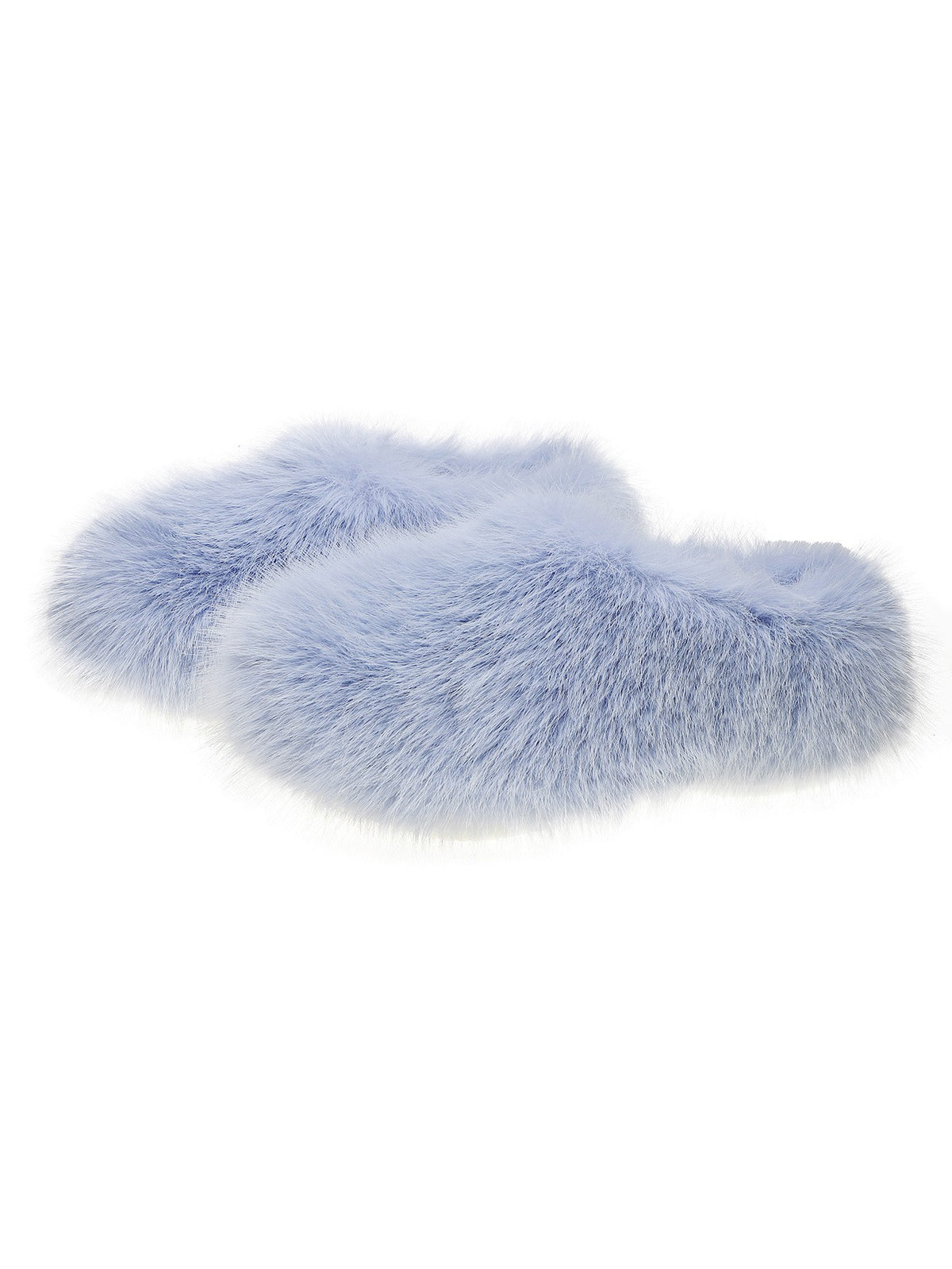 Fluffy Faux Fur Closed Toe Slippers - Light Blue