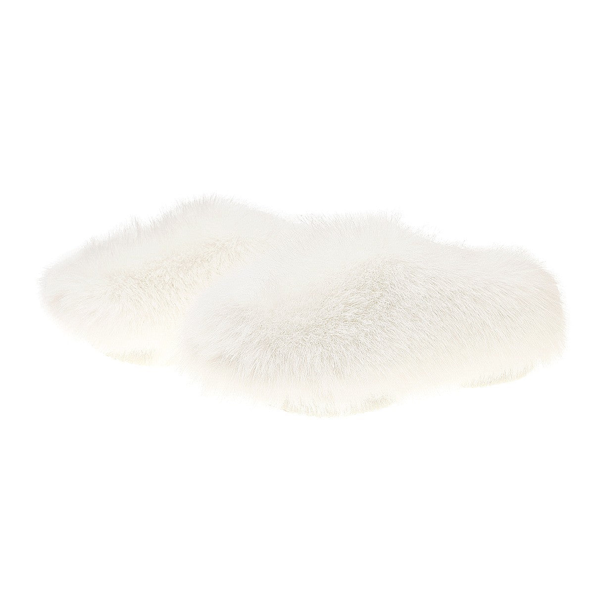 Fluffy Faux Fur Closed Toe Slippers - White