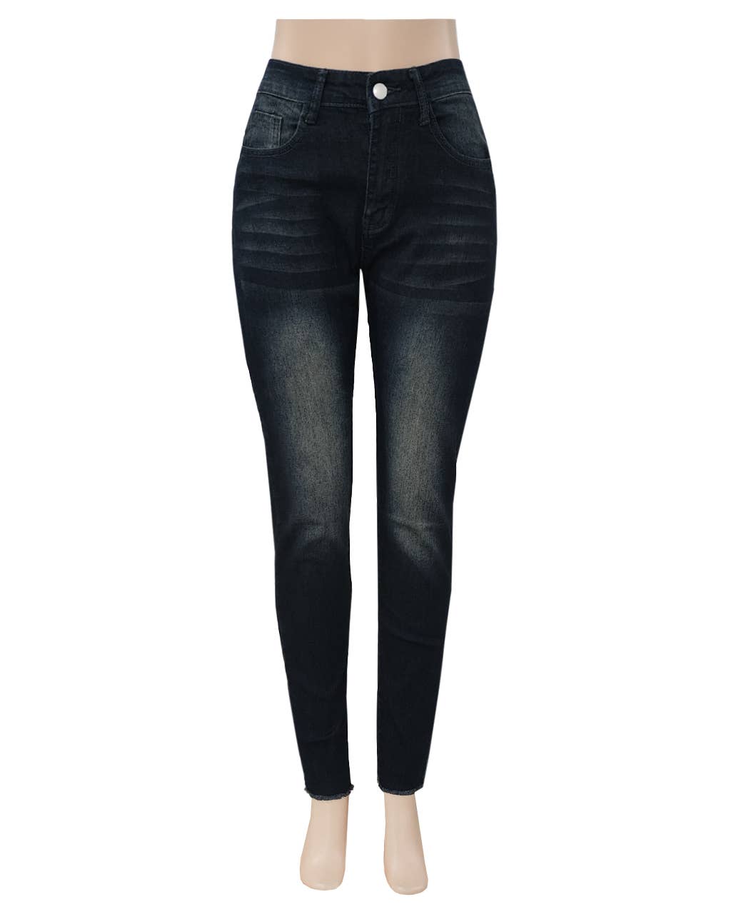Mid Rise Slim Straight Jeans With Raw Hem