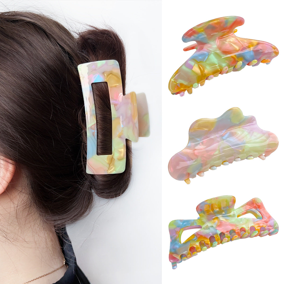 Candy Rainbow Acetate Hair Claw Clip - view 2