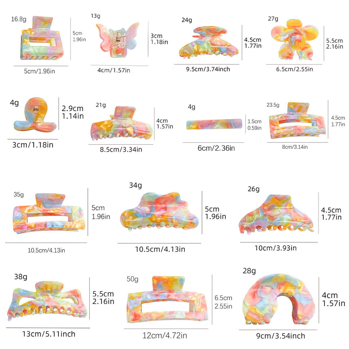 Candy Rainbow Acetate Hair Claw Clip - view 4