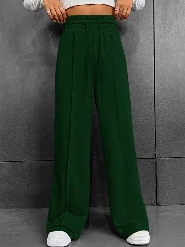 Pintuck Drawstring High Waist Wide Leg Sweatpants