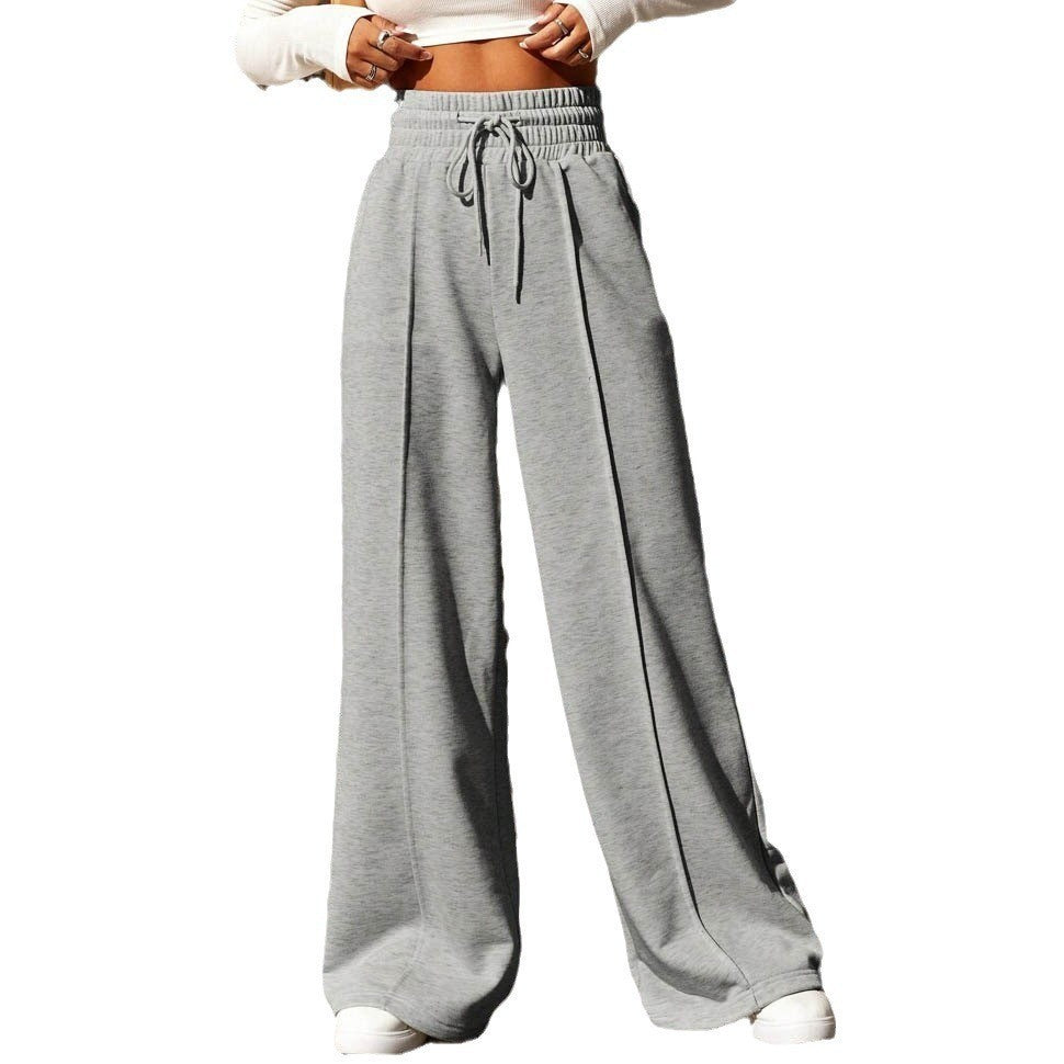 Pintuck Drawstring High Waist Wide Leg Sweatpants