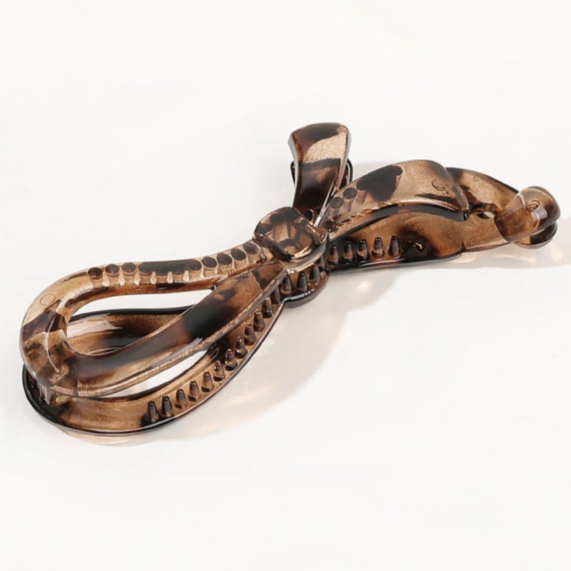 Bow Shaped Banana Clip Ponytail Hair Pin - Amber