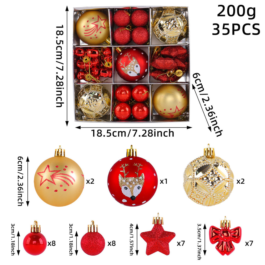 Christmas Ball Ornament Set with Stars and Bows - NO-2