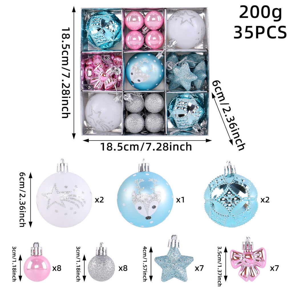 Christmas Ball Ornament Set with Stars and Bows - NO-6