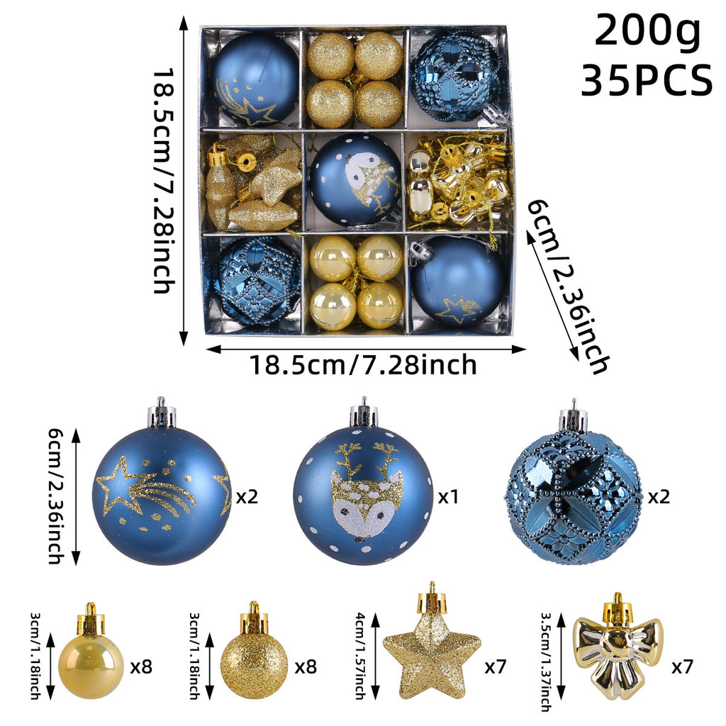 Christmas Ball Ornament Set with Stars and Bows - NO-7