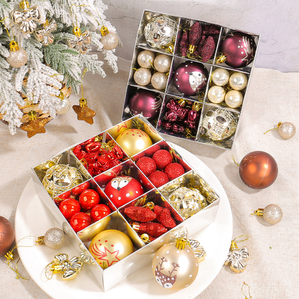 Christmas Ball Ornament Set with Stars and Bows - NO-9