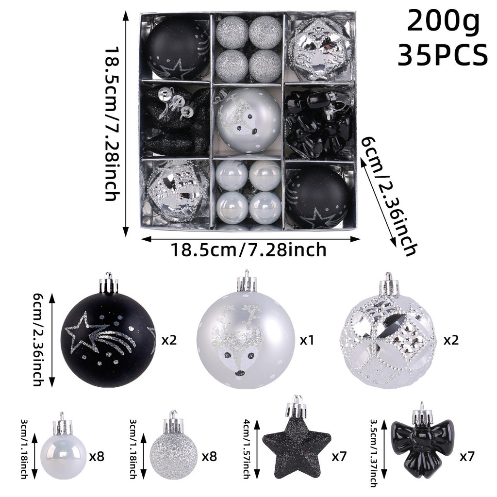 Christmas Ball Ornament Set with Stars and Bows - NO-9 - 1