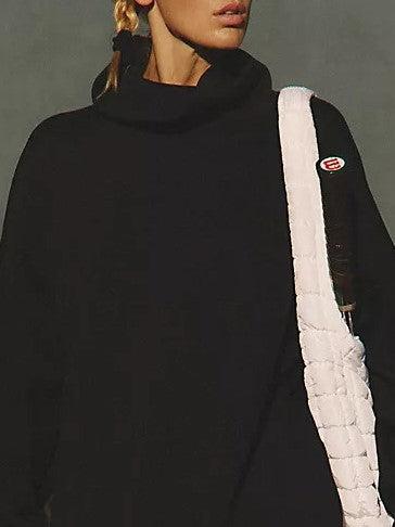 Oversized Cowl Neck Tunic Sweatshirt - Black - 9
