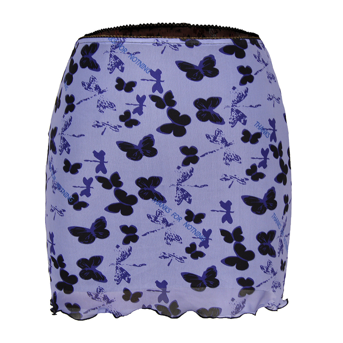 Printed Mesh Bodycon Mini Skirt - Purple