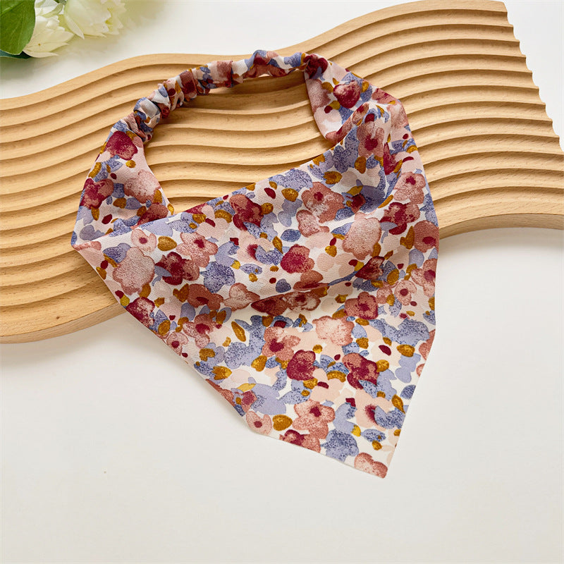 Reversible Triangle Hair Scarf Band - Flower