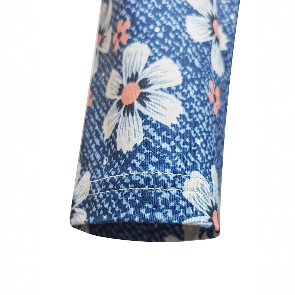 Ditsy Daisy Print V Neck Maxi Dress - Blue - 2