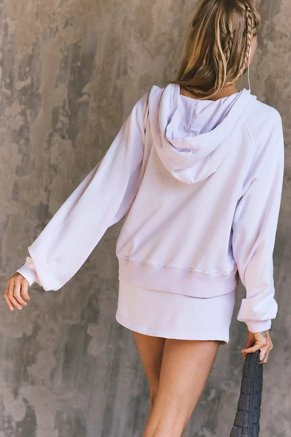 Zip Hoodie and Mini Skirt Set - Purple - 4