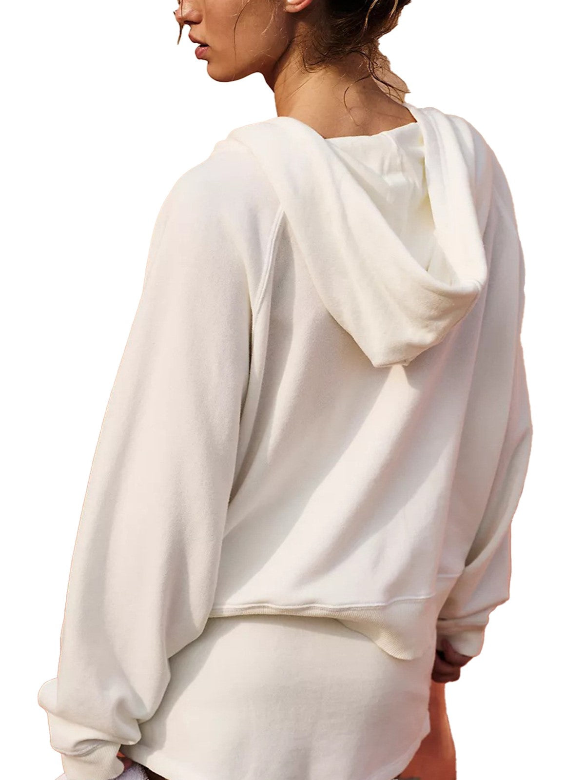 Zip Hoodie and Mini Skirt Set - White - 1