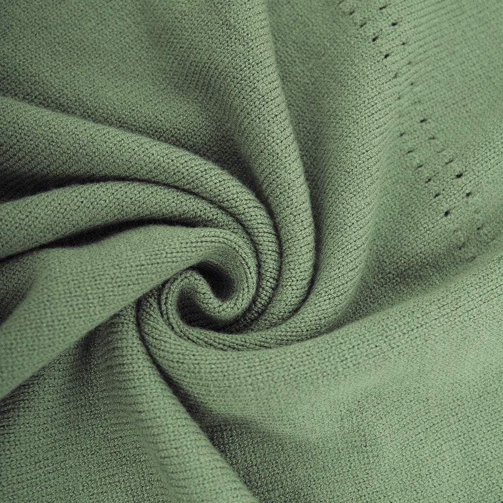 Split Neck Knit Top And Maxi Skirt Set - Green - 3