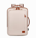 Expandable Travel Laptop Backpack with USB Port - Cream