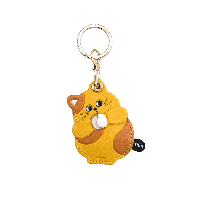 Chubby Animal Heart Keyring Bag Charm - Cat